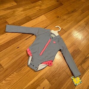 Blue pink and white strip one piece swimsuit new with tags 2t Little Me
